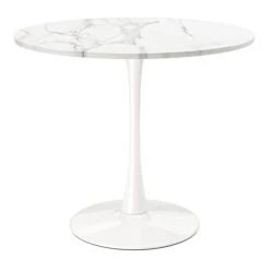 Aron Living Rose 36" Wood And Marble Laminated Dining Table In White