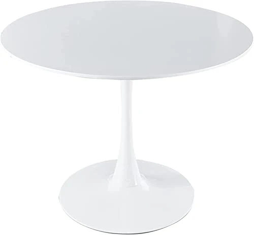 42" Round Dining Table White Tulip Table Mid-Century Dining Table With Round MDF Table Top, Pedestal Dining Table, End Table Leisure Coffee Table 3 42" Round Dining Table White Tulip Table Mid-Century Dining Table With Round MDF Table Top, Pedestal Dining Table, End Table Leisure Coffee Table