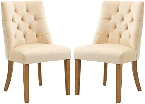 Dolonm Modern Dining Chairs Set Of 2 Upholstered Button Tufted Velvet Dining Chair With Nailhead Trim Accent Wingback Wooden Side Chair For Dining Room Kitchen Bedroom, Blue 8 Dolonm Modern Dining Chairs Set Of 2 Upholstered Button Tufted Velvet Dining Chair With Nailhead Trim Accent Wingback Wooden Side Chair For Dining Room Kitchen Bedroom, Blue - Image 6