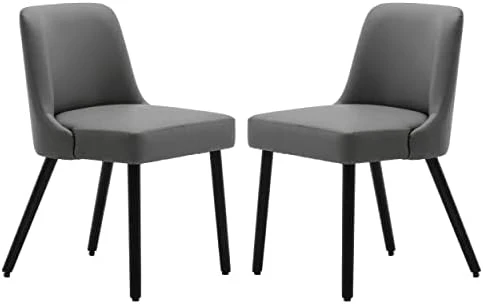 MINCETA Dining Chair,Morden Wood Leg Upholstered Kitchen Chair Set Of 2,PU In Cream White 14 MINCETA Dining Chair,Morden Wood Leg Upholstered Kitchen Chair Set Of 2,PU In Cream White - Image 12