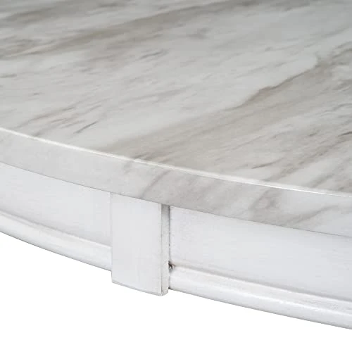 5 Piece Round Dining Table Set, Marble Top Kitchen Table Sets Dinette Set For 4 Include Marble Veneer Round Kitchen Table And 4 Chairs For Small Space (White) 7 5 Piece Round Dining Table Set, Marble Top Kitchen Table Sets Dinette Set For 4 Include Marble Veneer Round Kitchen Table And 4 Chairs For Small Space (White) - Image 5