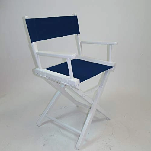 Gold Medal Contemporary 18" Table Height White Frame Directors Chair With Sunbrella Cover Set - Marine Blue 3 Gold Medal Contemporary 18" Table Height White Frame Directors Chair With Sunbrella Cover Set - Marine Blue