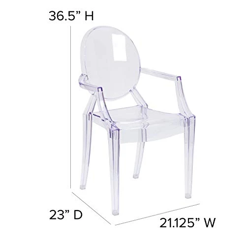 EMMA + OLIVER Oval Back Ghost Chair With Arms In Transparent Crystal 4 EMMA + OLIVER Oval Back Ghost Chair With Arms In Transparent Crystal - Image 2
