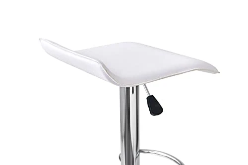 FurnitureR 3-Piece Bar Table Chairs Set, Round Cocktail Table And PU Leather Adjustable Swivel Chairs Barstools, Modern Counter Height, Home Office (White) 5 FurnitureR 3-Piece Bar Table Chairs Set, Round Cocktail Table And PU Leather Adjustable Swivel Chairs Barstools, Modern Counter Height, Home Office (White) - Image 3