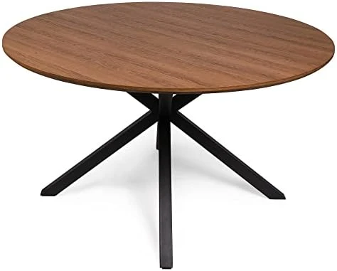 53'' Mid-Century Modern Round Dining Room Table For 4-6 Person For Home, Kitchen, Restaurant, W/Solid Metal Legs Leisure Kitchen Table For Dining Room, Easy-Assembly, Walnut Looking 8 53'' Mid-Century Modern Round Dining Room Table For 4-6 Person For Home, Kitchen, Restaurant, W/Solid Metal Legs Leisure Kitchen Table For Dining Room, Easy-Assembly, Walnut Looking - Image 6