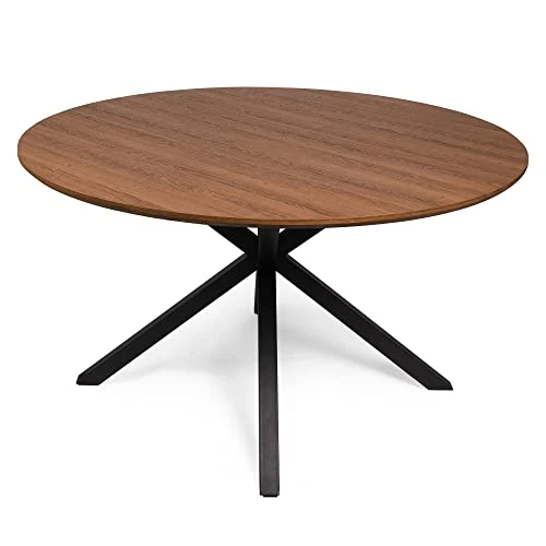 53'' Mid-Century Modern Round Dining Room Table For 4-6 Person For Home, Kitchen, Restaurant, W/Solid Metal Legs Leisure Kitchen Table For Dining Room, Easy-Assembly, Walnut Looking 3 53'' Mid-Century Modern Round Dining Room Table For 4-6 Person For Home, Kitchen, Restaurant, W/Solid Metal Legs Leisure Kitchen Table For Dining Room, Easy-Assembly, Walnut Looking