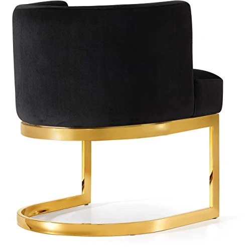 Meridian Furniture Gianna Collection Modern | Contemporary Velvet Upholstered Dining Chair With Polished Gold Metal Frame, 24" W X 22" D X 29.5" H, Black 4 Meridian Furniture Gianna Collection Modern | Contemporary Velvet Upholstered Dining Chair With Polished Gold Metal Frame, 24" W X 22" D X 29.5" H, Black - Image 2