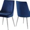 Meridian Furniture Karina Collection Modern | Contemporary Velvet Upholstered Dining Chair With Sturdy Metal Legs, Set Of 2, 19.5" W X 21.5" D X 33.5" H, Navy -Home Table Chair Store 313p3IC1vwL
