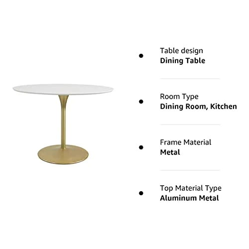 OSP Home Furnishings Flower Mid-Century, Dining Table, Brass Base 5 OSP Home Furnishings Flower Mid-Century, Dining Table, Brass Base - Image 3