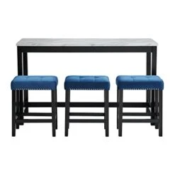 Picket House Furnishings Jada Bar Table Set In White Marble