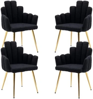 CIMOTA Black Dining Chairs Set Of 2 Velvet Upholstered Comfy Living Room Chairs Modern Finger Shape Back Vanity Chair With Arms For Makeup Room/Bedroom, 2PCS 13 CIMOTA Black Dining Chairs Set Of 2 Velvet Upholstered Comfy Living Room Chairs Modern Finger Shape Back Vanity Chair With Arms For Makeup Room/Bedroom, 2PCS - Image 11