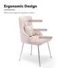 UDAX Velvet Dining Chair, Upholstered Vanity Chair With Tufted Back And Metal Legs, Mistyrose Pink