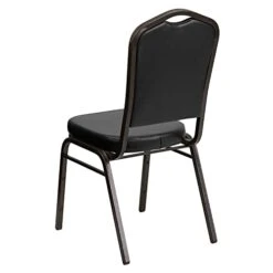 Flash Furniture HERCULES Series Crown Back Stacking Banquet Chair In Black Vinyl - Gold Vein Frame -Home Table Chair Store 316YXkUm5BL