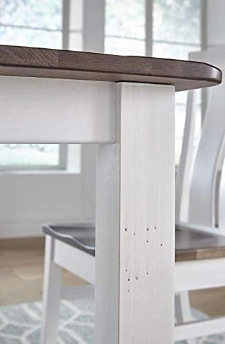 Farmhouse Solid Wood Dining Room Table | Brown And White Rectangle Kitchen Dinner Table With Eased Edge And Distressing, Extendable Table Length | Made In USA | Solid Maple No MDF 8 Farmhouse Solid Wood Dining Room Table | Brown And White Rectangle Kitchen Dinner Table With Eased Edge And Distressing, Extendable Table Length | Made In USA | Solid Maple No MDF - Image 6