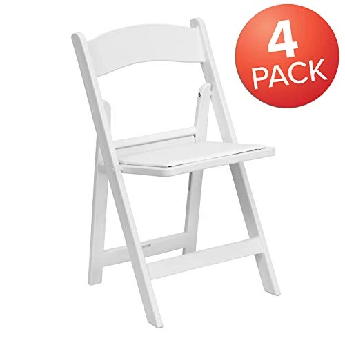 EMMA + OLIVER Set Of 4 White 1000 Lb Weight Capacity Indoor/Outdoor Resin Folding Chairs 4 EMMA + OLIVER Set Of 4 White 1000 Lb Weight Capacity Indoor/Outdoor Resin Folding Chairs - Image 2