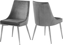 Meridian Furniture Karina Collection Modern | Contemporary Velvet Upholstered Dining Chair With Sturdy Metal Legs, Set Of 2, 19.5" W X 21.5" D X 33.5" H, Navy -Home Table Chair Store 316vcpkxFAL. AC