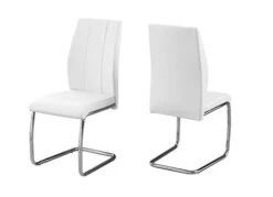 Monarch Specialties 2 Piece DINING CHAIR-2PCS/ 39" H/WHITE LEATHER-LOOK/CHROME, 17.25" L X 20.25" D X 38.75" H -Home Table Chair Store 317RQ5El8SL