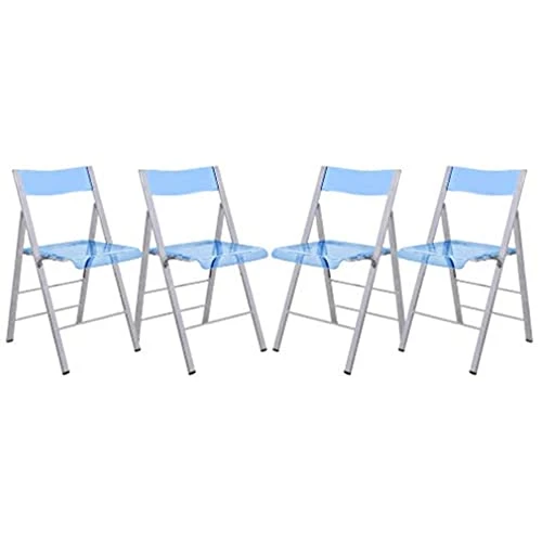 LeisureMod Milden Modern Acrylic Folding Chairs, Set Of 4 (Blue) 3 LeisureMod Milden Modern Acrylic Folding Chairs, Set Of 4 (Blue)