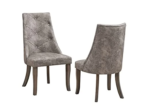 Kings Brand Furniture - Elmer 7 Piece Glass Top Dining Set, Table & 6 Chairs, Gray 4 Kings Brand Furniture - Elmer 7 Piece Glass Top Dining Set, Table & 6 Chairs, Gray - Image 2