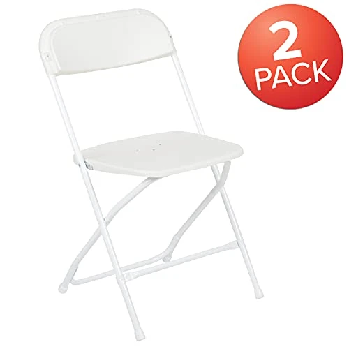 EMMA + OLIVER Set Of 2 White Stackable Folding Plastic Chairs - 650 LB Weight Capacity 4 EMMA + OLIVER Set Of 2 White Stackable Folding Plastic Chairs - 650 LB Weight Capacity - Image 2