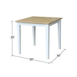International Concepts Solid Wood Dining Table With Shaker Legs, White/Natural -Home Table Chair Store 31CGXFDemoL