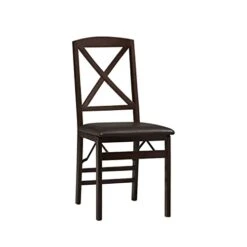 Linon Fully Assembled Triena X Back Folding Chair Set Of 2, 17" W X 20" D X 35.5" H, Merlot/Brown