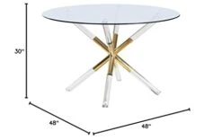 Meridian Furniture Mercury Collection Modern | Contemporary Tempered Glass Top Dining Table With Acrylic And Gold Durable Metal Base, Round -Home Table Chair Store 31CoCYaZgKL