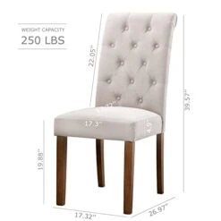 COLAMY Tufted Dining Chairs Set Of 4, Upholstered Parsons Dining Room Chairs, Fabric Kitchen Side Chair With Wood Legs - Dark Beige -Home Table Chair Store 31CzicRq7LL