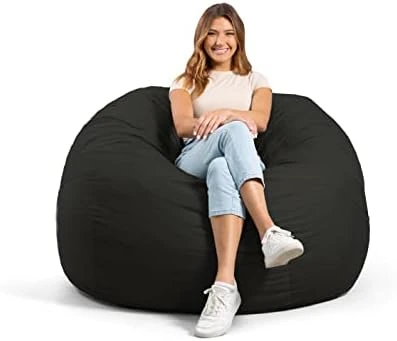 Big Joe Fuf Large Foam Filled Bean Bag Chair With Removable Cover, Black Lenox, 4ft Big 17 Big Joe Fuf Large Foam Filled Bean Bag Chair With Removable Cover, Black Lenox, 4ft Big - Image 15