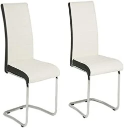 STYLIFING 2pcs Dining Chairs Armless Dining Room Chairs Set Of 2 Kitchen Chairs PU Faux Leather Upholstered Seat And Metal Chrome Legs Side Chairs With High Back Modern Grey With White -Home Table Chair Store 31EnksbGLcL. AC