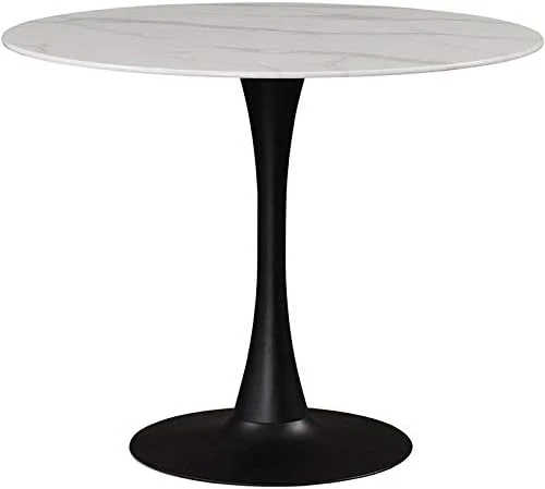 Meridian Furniture Holly Collection Modern | Contemporary Round Faux Marble Top Dining Table, 36" Wide, Matte Black Metal Base 9 Meridian Furniture Holly Collection Modern | Contemporary Round Faux Marble Top Dining Table, 36" Wide, Matte Black Metal Base - Image 7