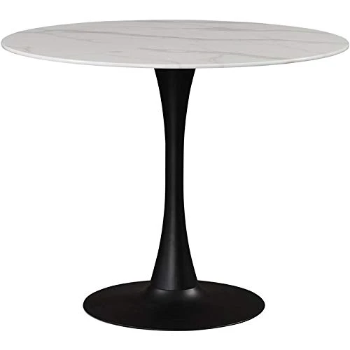Meridian Furniture Holly Collection Modern | Contemporary Round Faux Marble Top Dining Table, 36" Wide, Matte Black Metal Base 3 Meridian Furniture Holly Collection Modern | Contemporary Round Faux Marble Top Dining Table, 36" Wide, Matte Black Metal Base