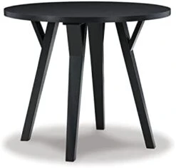 Signature Design By Ashley Otaska Mid Century Modern Round Dining Room Table, Black -Home Table Chair Store 31FCUdRgHL. AC