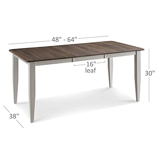 Farmhouse Solid Wood Dining Room Table | Brown And White Rectangle Kitchen Dinner Table With Eased Edge And Distressing, Extendable Table Length | Made In USA | Solid Maple No MDF 4 Farmhouse Solid Wood Dining Room Table | Brown And White Rectangle Kitchen Dinner Table With Eased Edge And Distressing, Extendable Table Length | Made In USA | Solid Maple No MDF - Image 2