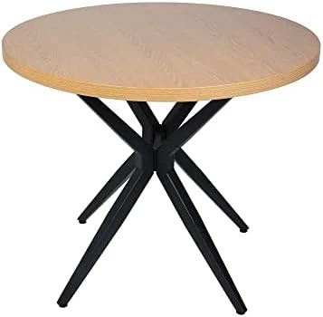 53'' Mid-Century Modern Round Dining Room Table For 4-6 Person For Home, Kitchen, Restaurant, W/Solid Metal Legs Leisure Kitchen Table For Dining Room, Easy-Assembly, Walnut Looking 9 53'' Mid-Century Modern Round Dining Room Table For 4-6 Person For Home, Kitchen, Restaurant, W/Solid Metal Legs Leisure Kitchen Table For Dining Room, Easy-Assembly, Walnut Looking - Image 7