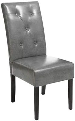 Christopher Knight Home Taylor Bonded Leather Dining Chairs, 2-Pcs Set, Dark Grey -Home Table Chair Store 31GqufIbXjL. AC