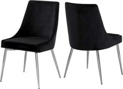 Meridian Furniture Karina Collection Modern | Contemporary Velvet Upholstered Dining Chair With Sturdy Metal Legs, Set Of 2, 19.5" W X 21.5" D X 33.5" H, Navy -Home Table Chair Store 31HRF2mI0AL. AC