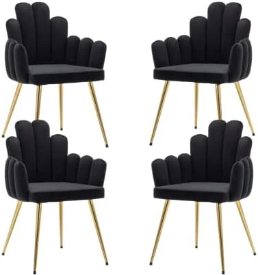 CIMOTA Black Dining Chairs Set Of 2 Velvet Upholstered Comfy Living Room Chairs Modern Finger Shape Back Vanity Chair With Arms For Makeup Room/Bedroom, 2PCS 12 CIMOTA Black Dining Chairs Set Of 2 Velvet Upholstered Comfy Living Room Chairs Modern Finger Shape Back Vanity Chair With Arms For Makeup Room/Bedroom, 2PCS - Image 10
