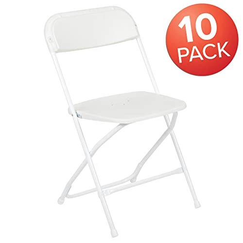 Flash Furniture Hercules Series Plastic Folding Chair - White - 10 Pack 650LB Weight Capacity Comfortable Event Chair-Lightweight Folding Chair 4 Flash Furniture Hercules Series Plastic Folding Chair - White - 10 Pack 650LB Weight Capacity Comfortable Event Chair-Lightweight Folding Chair - Image 2