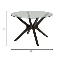Uptown Club Modern Round Dining Table With Tempered Glass Top, Seats 4 In Style & Comfort, Elegant Kitchen Furniture For Contemporary Home, 47", Espresso -Home Table Chair Store 31HyoklI5TL