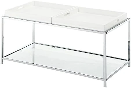 Convenience Concepts Palm Beach Coffee Table With Shelf And Removable Trays, White 9 Convenience Concepts Palm Beach Coffee Table With Shelf And Removable Trays, White - Image 7