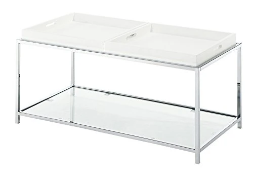 Convenience Concepts Palm Beach Coffee Table With Shelf And Removable Trays, White 3 Convenience Concepts Palm Beach Coffee Table With Shelf And Removable Trays, White