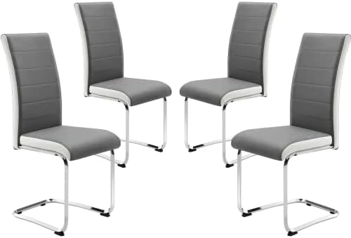SICOTAS Dining Chairs Set Of 2 - Modern Kitchen Chairs Faux Leather, High Back Dining Room Chairs With Metal Base, Upholstered Dinner Chairs, 2 PCS Armless Side Chair For Dining Room And Kitchen, Grey 14 SICOTAS Dining Chairs Set Of 2 - Modern Kitchen Chairs Faux Leather, High Back Dining Room Chairs With Metal Base, Upholstered Dinner Chairs, 2 PCS Armless Side Chair For Dining Room And Kitchen, Grey - Image 13
