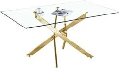 Goderfuu Glass Dining Room Table - 51 Inch Luxury Modern Dining Table With Silver Stainless Steel Base, Rectangle Dining Table Set For 4, Silver White Dining Table, Kitchen Dining Room Tables -Home Table Chair Store 31L2EhXio1L. AC