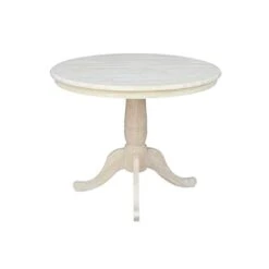 International Concepts Round Top Pedestal 12" Leaf Diining Table, Unfinished -Home Table Chair Store 31LCeswu9sL