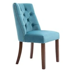 Dolonm Modern Dining Chairs Set Of 2 Upholstered Button Tufted Velvet Dining Chair With Nailhead Trim Accent Wingback Wooden Side Chair For Dining Room Kitchen Bedroom, Blue 14 Dolonm Modern Dining Chairs Set Of 2 Upholstered Button Tufted Velvet Dining Chair With Nailhead Trim Accent Wingback Wooden Side Chair For Dining Room Kitchen Bedroom, Blue -Home Table Chair Store 31Luzw3wnTL