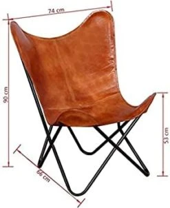 Orbit Art Gallery Leather Living Room Chairs-Butterfly Chair Brown Leather Butterfly Chair-Handmade With Powder Coated Folding Chairs (Tan Coated) -Home Table Chair Store 31M8W66F6yL