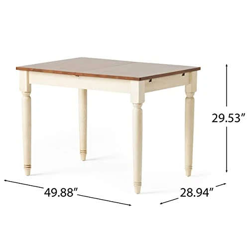 Christopher Knight Home Clearwater Rectangular Solid Top Table, Dark Oak / Antique White 4 Christopher Knight Home Clearwater Rectangular Solid Top Table, Dark Oak / Antique White - Image 2
