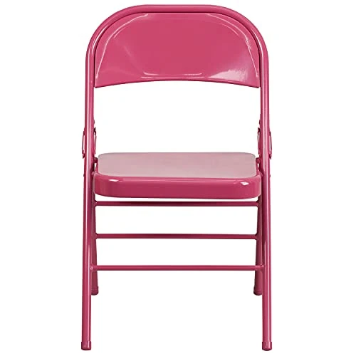EMMA + OLIVER 4 Pack Colorful Shockingly Fuchsia Metal Folding Chair 7 EMMA + OLIVER 4 Pack Colorful Shockingly Fuchsia Metal Folding Chair - Image 5