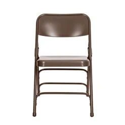 OEF Furnishings Triple Brace Steel Folding Chair, Brown -Home Table Chair Store 31NpeFlfeWL